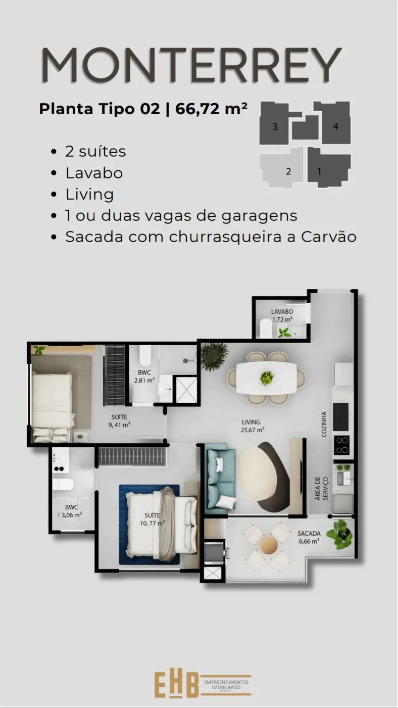 Apartamento 2 quartos para venda no bairro Nações em Balneário Camboriú
