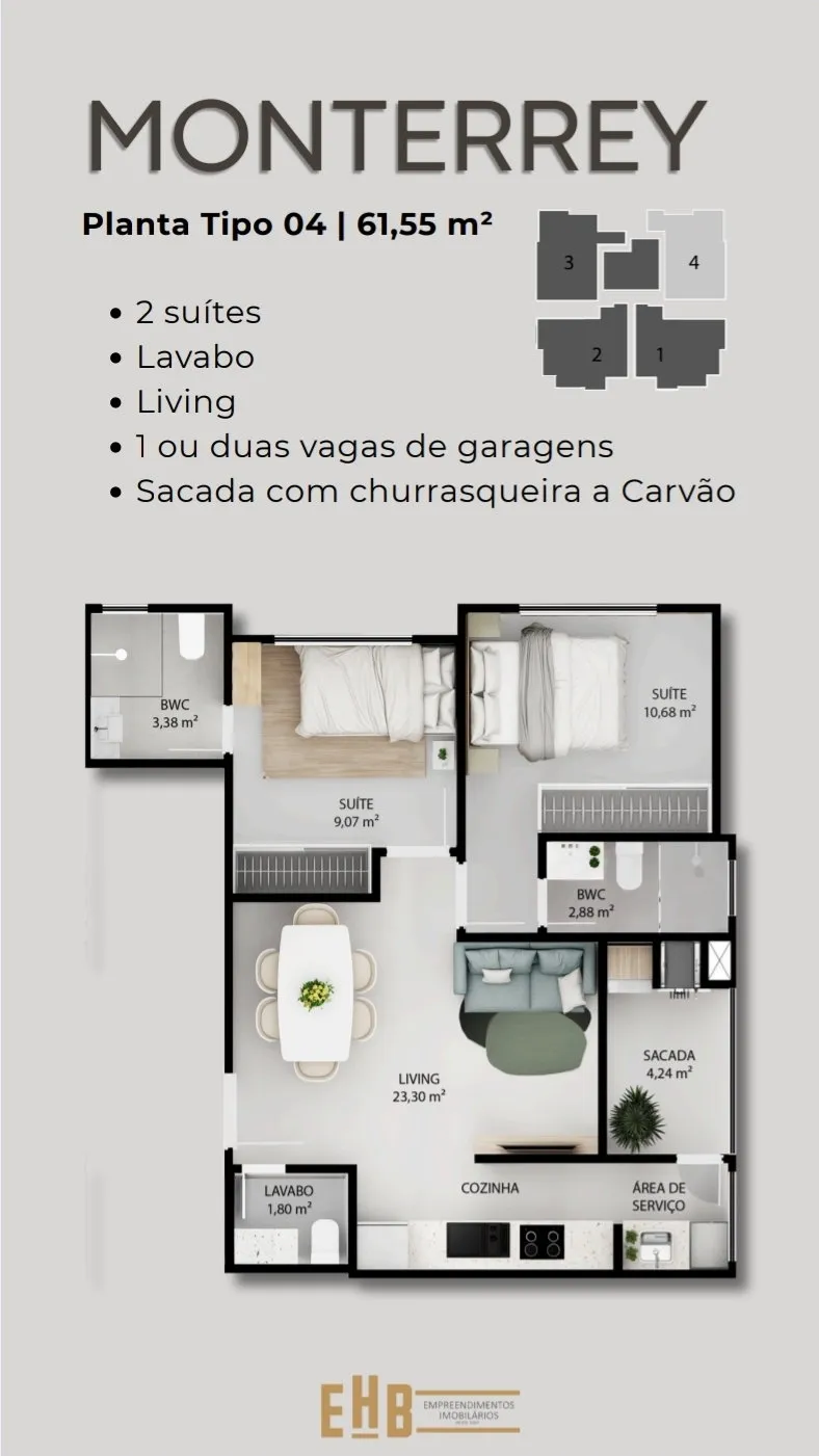 Apartamento 2 quartos para venda no bairro Nações em Balneário Camboriú
