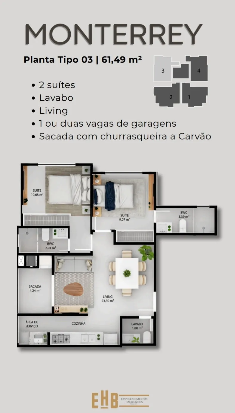 Apartamento 2 quartos para venda no bairro Nações em Balneário Camboriú